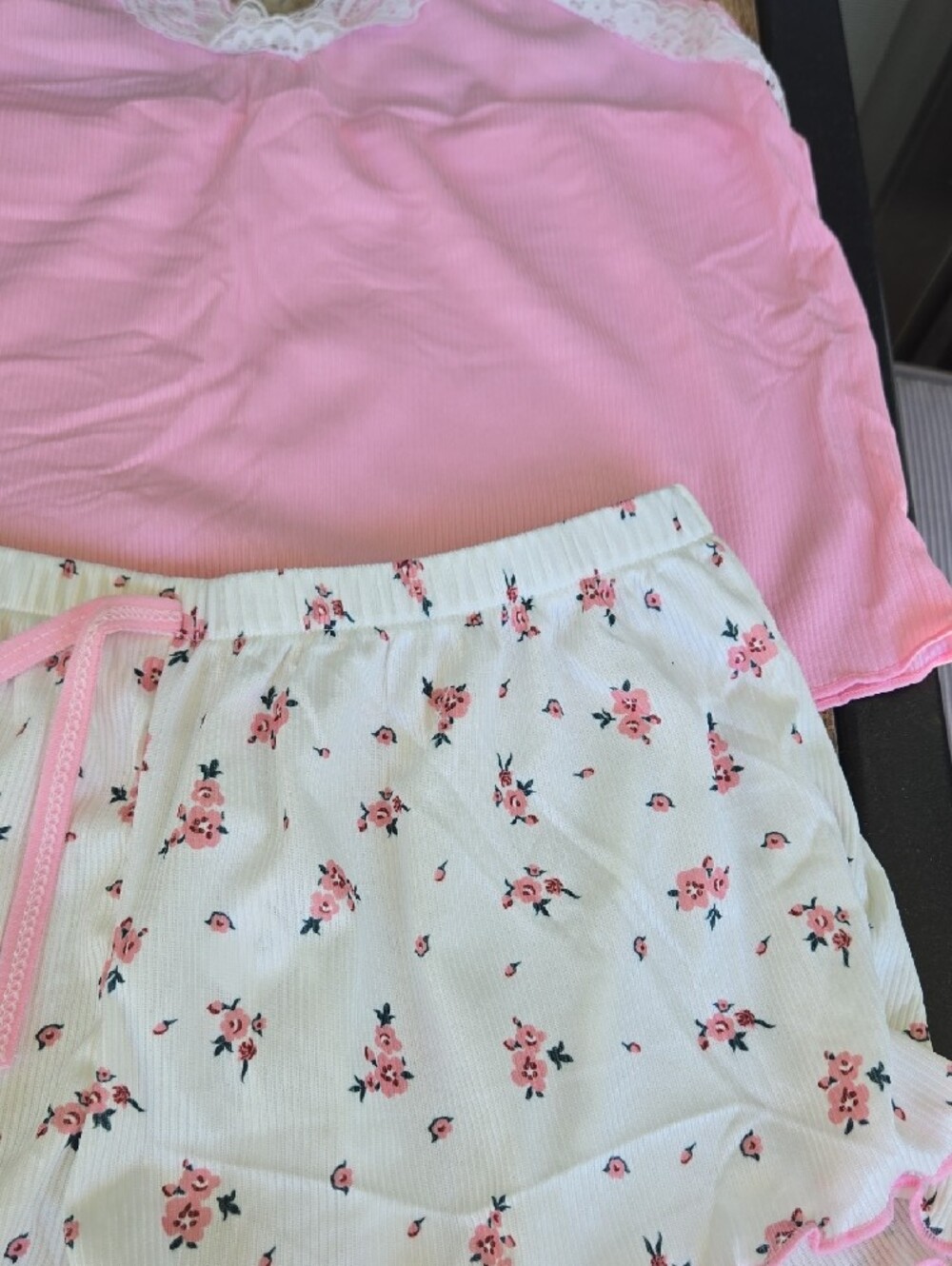 Pink Lace-Trim Cami & Floral Shorts Pajama Set - Women's Sleepwear